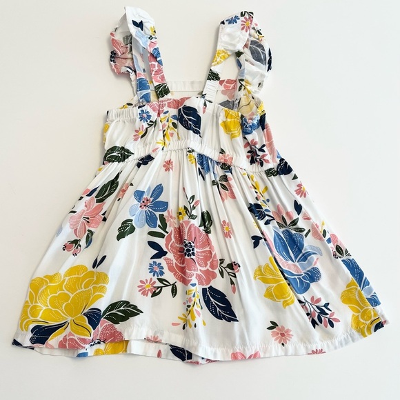 Carter's Dress Ruffle Sleeve Floral Poplin White, Pink, Blue Baby Girl 6 Months - Picture 3 of 7